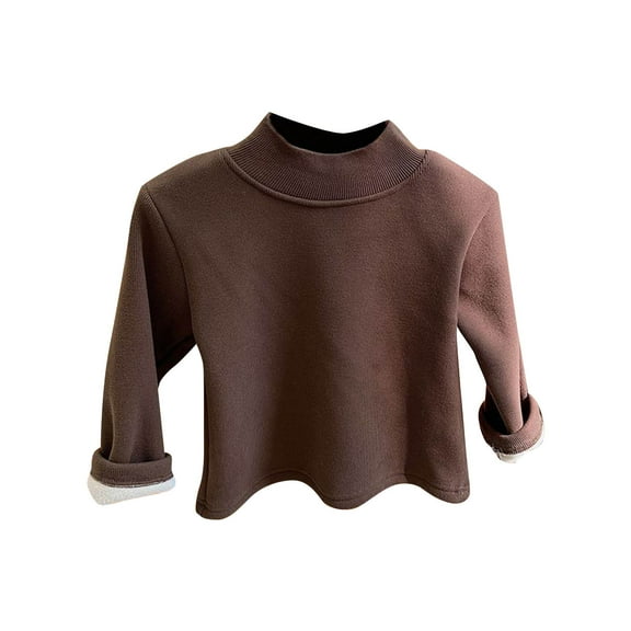 HAiming Boys Girls Turtleneck Long Sleeve Soft T-Shirts Solid Color Warm Tops Fleece Basic Tee for Kids