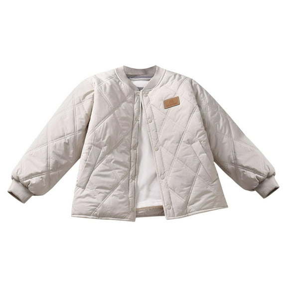 HAiming Boys Girls Winter Warm Fleece Lined Jacket Kids Solid Trendy Thick Outerwear Cute Clothing with Pockets