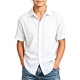 thumbnail image 1 of HAiming Boys School Shirts Summer Short Sleeve Collared Uniform Tee with Pockets Loose Casual Solid Color Blouses Outwear Kids Tops, 1 of 6