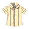 thumbnail image 1 of HAiming Boys Striped Shirts Short Sleeve Lapel Collar Button down Casual Beach Vacation Tops with Pocket, 1 of 7