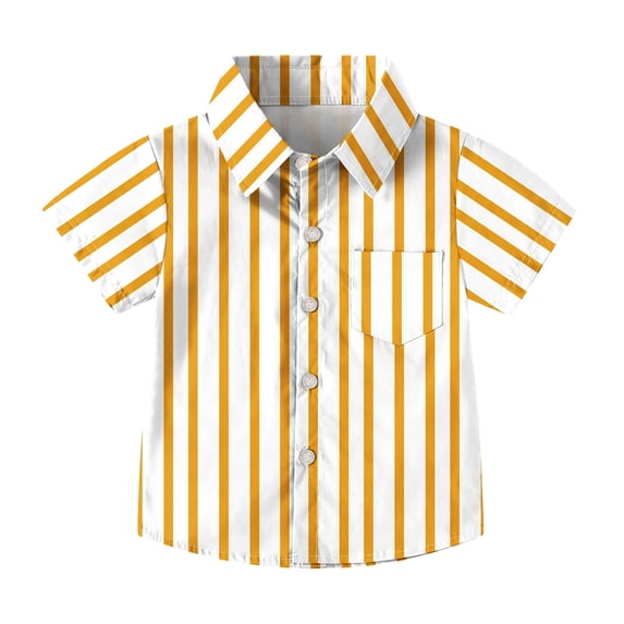 HAiming Boys Striped Shirts Short Sleeve Lapel Collar Button down Casual Beach Vacation Tops with Pocket