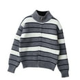thumbnail image 1 of HAiming Boys Striped Sweater Zip up Stand Collar Casual Winter Warm Long Sleeve Casulal Coat Jackets, 1 of 9