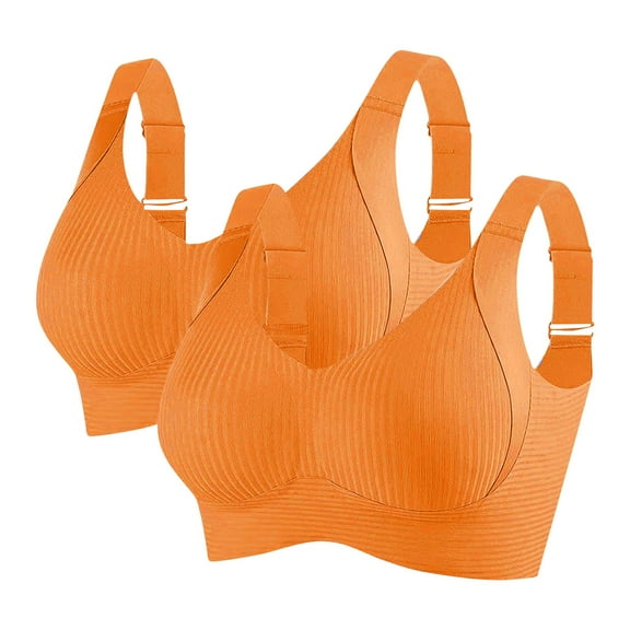 HAiming Bras for Women Oversize Ribbed Wireless Push up Adjustable Straps Solid Color Everyday Tops