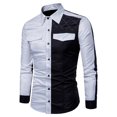 thumbnail image 1 of HAiming Button down Shirts for Men Trendy Color Block Long Sleeve Top Plus Size Casual Business Office Blouse Clothing, 1 of 8