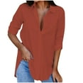 thumbnail image 1 of HAiming Button down Shirts for Women Dress Summer Solid Long Sleeve V Neck Blouse Casual Solid Office Work Tunic Top, 1 of 6