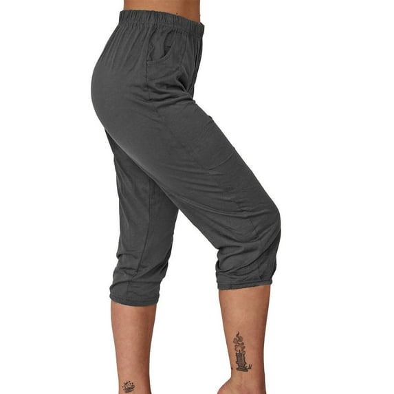 HAiming Capris Pants for Women Summer Low Rise Drawstring Elastic Waist Causal Yoga Pant Jogger Trousers with Pockets