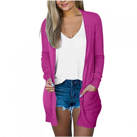 HAiming Cardigan Sweaters for Women Casual Lightweight Open Front Long Sleeve Jackets Fall Knit Outwear with Pocket