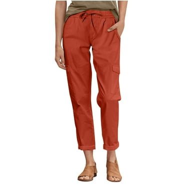 HAiming Cargo Pants for Women Casual Elastic High Waisted Drawstring Jogger Sweatpants Hiking Outdoor Pant with Pocket
