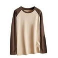 thumbnail image 1 of HAiming Casual Long Sleeve Shirts for Men Color Block Crewneck Pullover Loose Tops Fall Winter Trendy Workout Blouses, 1 of 8