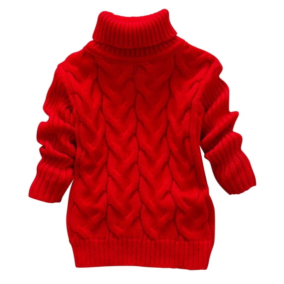 HAiming Children Boys Girls Sweater Fall Winter Solid Color Turtleneck Long Sleeved Warm Casual Pullover Knit Tops