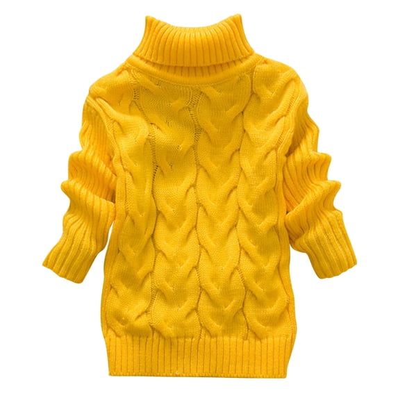 HAiming Children Boys Girls Sweater Fall Winter Solid Color Turtleneck Long Sleeved Warm Casual Pullover Knit Tops