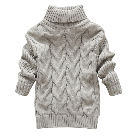 HAiming Children Boys Girls Sweater Fall Winter Solid Color Turtleneck Long Sleeved Warm Casual Pullover Knit Tops