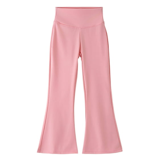 HAiming Children Girls' Flare Legging High Waisted Casual Bootcut Sports Full Length Pants Solid Color