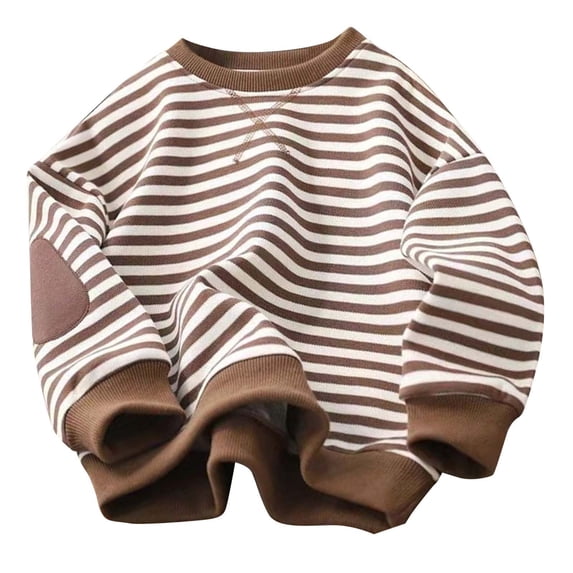 HAiming Children Sweatshirts Boys and Girls Long Sleeve Crewneck Striped Pullover Tops Fall Casual Loose Clothes
