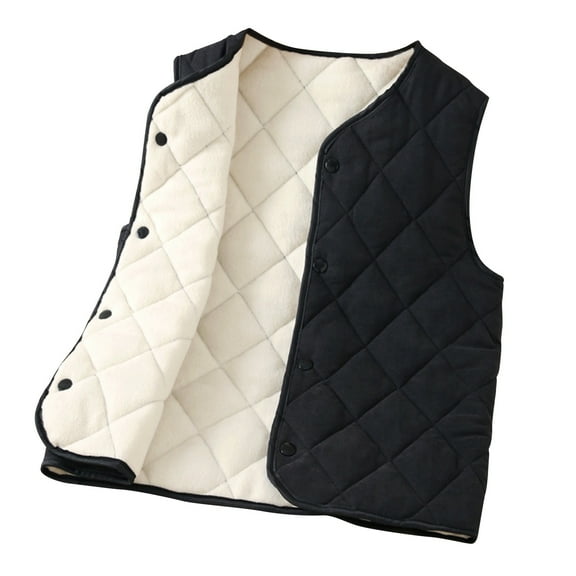HAiming Children's Boy Girl Padded Warm Jacket Vest Solid Color V Neck Button down Sleeveless Warm Casual Outwear