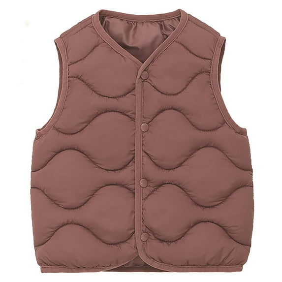 HAiming Children's Boy Girl Padded Warm Jacket Vest Solid Color V Neck Button down Sleeveless Warm Casual Outwear