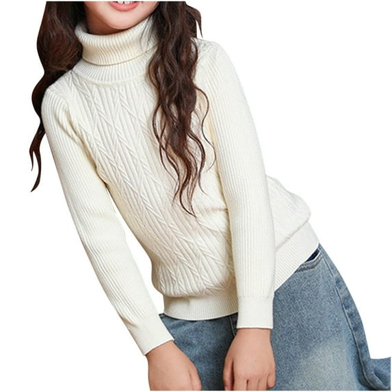 HAiming Children's Boys Girls Knit Sweater Casual Thick Turtleneck Base Shirt Solid Long Sleeve Crewneck Pullover Tops