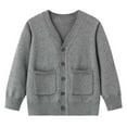 thumbnail image 1 of HAiming Children's Boys Girls Knitted Sweater Solid Long Sleeve V Neck Classic Button down Cardigan Jacket with Pocket, 1 of 5