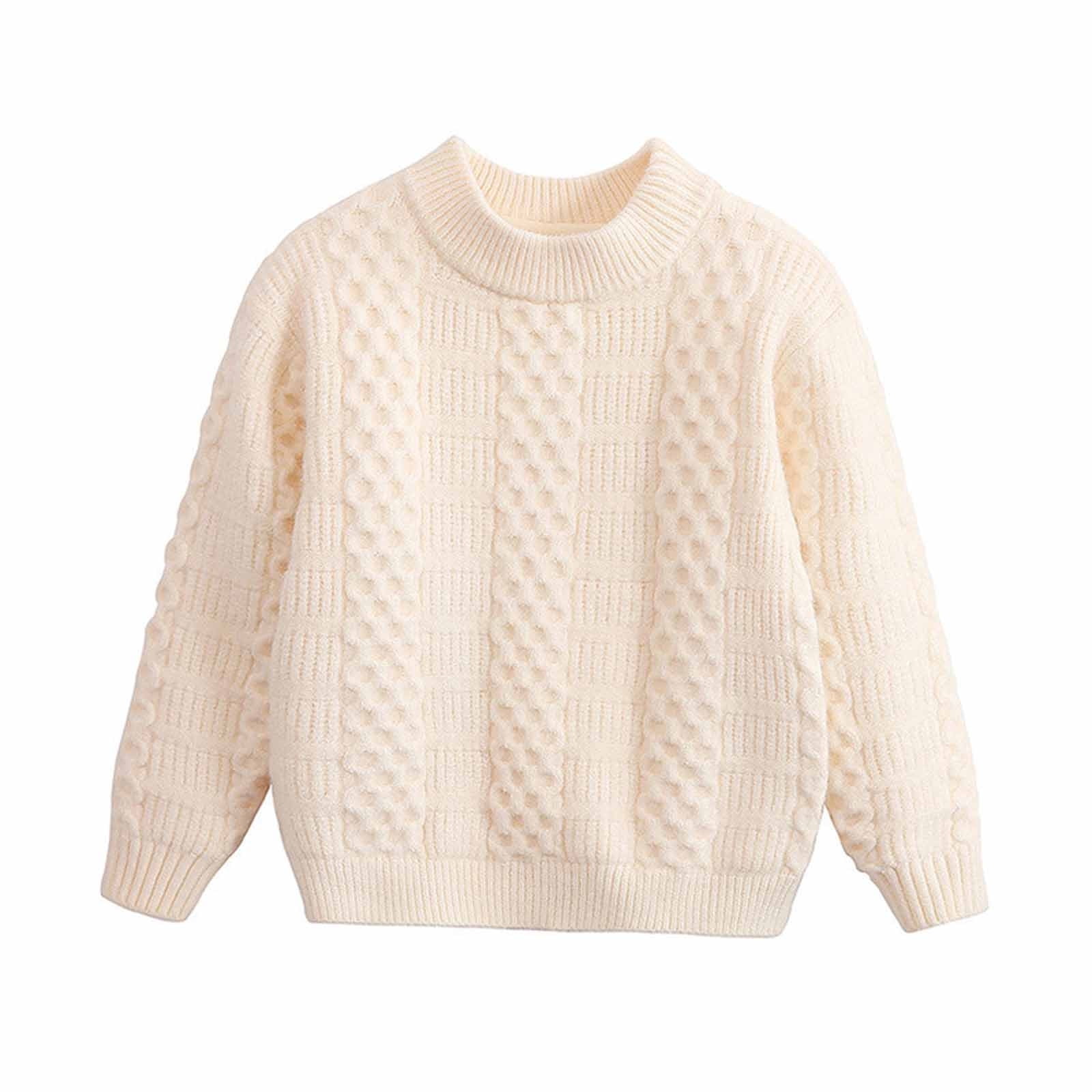HAiming Children's Boys Girls Long Sleeve Cable Knit Sweater Fall Winter Casual Solid Crewneck Pullover Jumper Tops