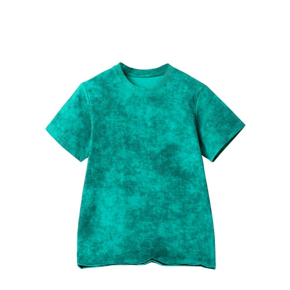 HAiming Children's Boys Girls Short Sleeved Shirts Trendy Tie-Dyed Print Crewneck Tees Summer Casual Soft Comfy Tops