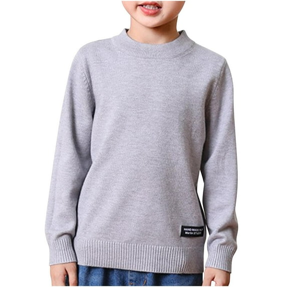 HAiming Children's Boys Girls Sweaters Fall Winter Long Sleeve Crewneck Pullover Shirt Trendy Solid Color Thicken Tops