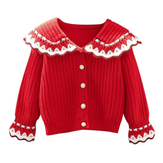 HAiming Children's Girls Cardigan Sweaters Fashion Long Sleeve Lapel Knitted Button down Casual Jacket Loose Outwear