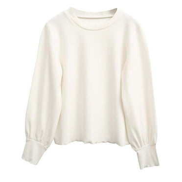 HAiming Children's Girls Long Sleeved Tops Trendy Solid Color Round Neck Bottom Shirts 2024 Fall Winter Casual Blouses