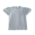 thumbnail image 1 of HAiming Childrens Girls Ruffle Puff Short Sleeve T-Shirt Summer Solid Color Round Neck Casual Tops Loose Blouse, 1 of 6