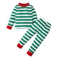 thumbnail image 1 of HAiming Christmas Cotton Striped 2PCS Sets for Boys Girls Long Sleeve Round Neck Sweatshirt and Sweatpants Kids Outfits, 1 of 9