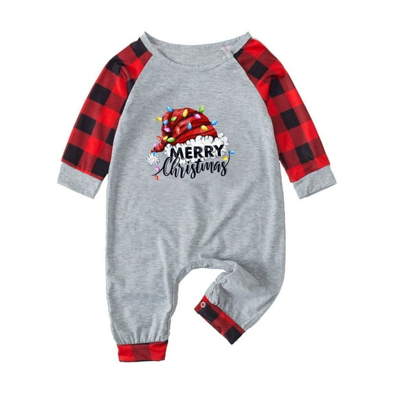 HAiming Christmas Matching Pajamas for Family Plaid Printed Long Sleeve Crewneck Tops Pants Sleepwear Pjs Set Homewear