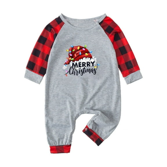 HAiming Christmas Matching Pajamas for Family Plaid Printed Long Sleeve Crewneck Tops Pants Sleepwear Pjs Set Homewear