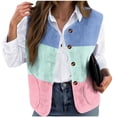thumbnail image 1 of HAiming Color Block Vest for Women Plus Size Fall Winter Sleeveless Jackets Button Own Outwear Coat Fall Winter Clothes, 1 of 5