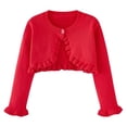 thumbnail image 1 of HAiming Cotton Cropped Girls Knit Cardigan Sweater Long Sleeve Solid Color Dress Open Front Cover up Clothes for Kids, 1 of 6