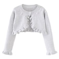 thumbnail image 1 of HAiming Cotton Girls Knit Cardigan Sweater Long Sleeve Flower Embroidery Solid Color Open Front Dress Cropped Cover Up, 1 of 7