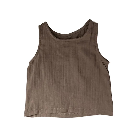 HAiming Cotton Linen Tank Top for Boy Girl Solid Soft Sleeveless Lightweight Kids Loose Comfy Summer Clothes