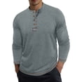 thumbnail image 1 of HAiming Cotton Shirts for Men Long Sleeve Button Casual Sports Basic Tee Tops Fall Winter Trendy Clothes, 1 of 7