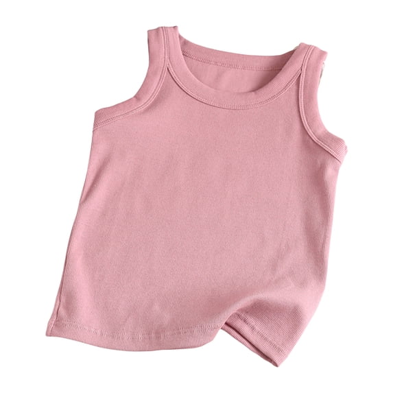 HAiming Cotton Tank Tops for Boy Solid Color Sleeveless Casual Crew Neck Soft Lightweight Kids Basic Tee Blouse