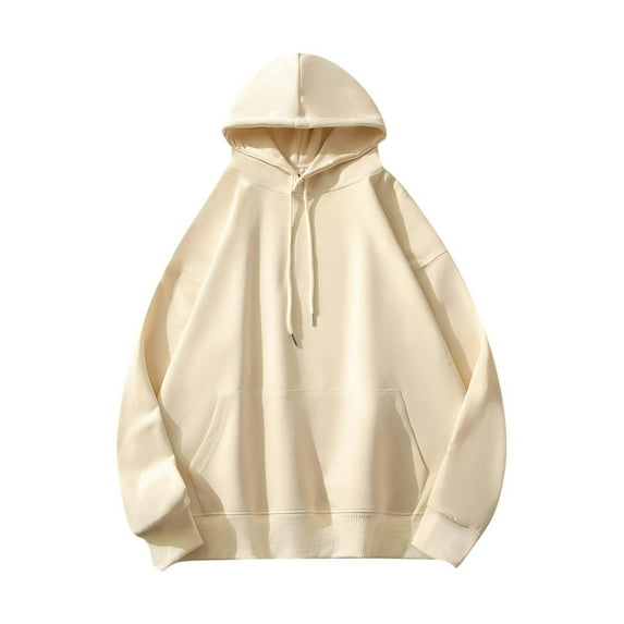 HAiming Drawstring Hoodies for Men 2025 Casual Solid Color Long Sleeve Loose Basic Pullover Sweatshirts with Pocket