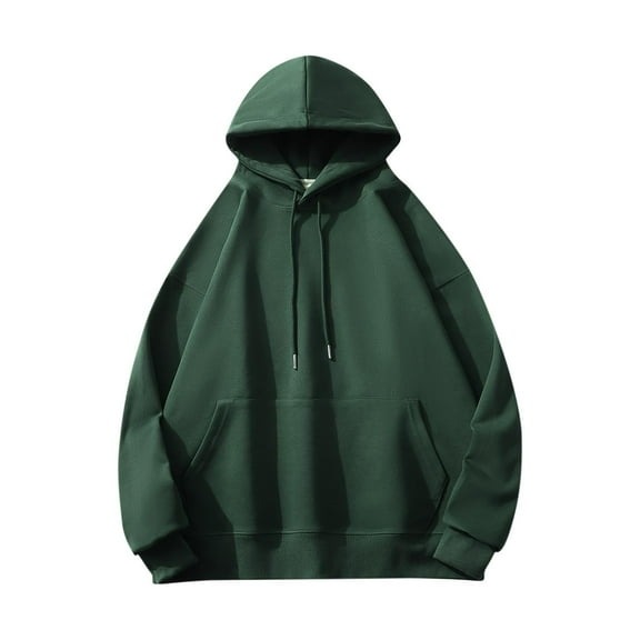 HAiming Drawstring Hoodies for Men 2025 Casual Solid Color Long Sleeve Loose Basic Pullover Sweatshirts with Pocket
