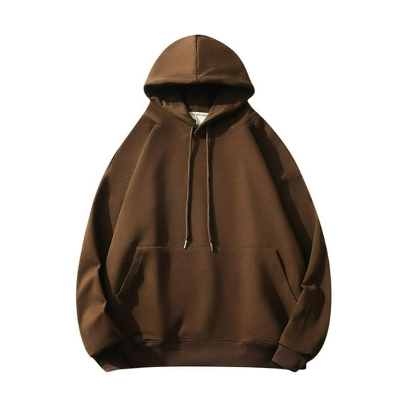 HAiming Drawstring Hoodies for Men 2025 Casual Solid Color Long Sleeve Loose Basic Pullover Sweatshirts with Pocket