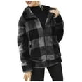 thumbnail image 1 of HAiming Fleece Coat for Women 2025 Trendy Plaid Lapel Long Sleeve Zip up Jacket Fall Winter Casual Warm Outerwear, 1 of 7