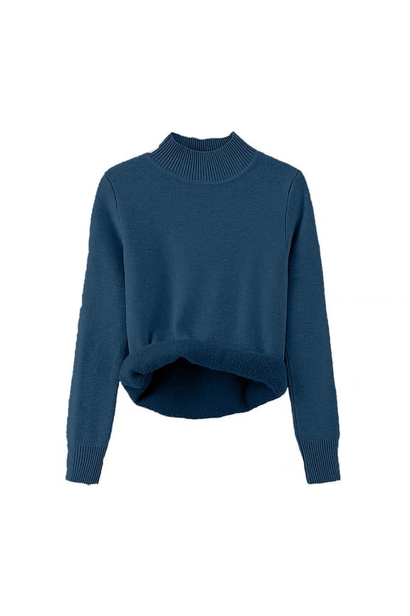 Fleece Fleece Lined Sweater for Women Long Sleeve Mock Neck Slim Fitted Pullover Tops Winter Thermal Shirts