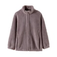 thumbnail image 1 of HAiming Fleece Jacket Coat Stand Collar Long Sleeve Fuzzy Winter Wram Soft Comfy Outwear Fall Trendy Clothes, 1 of 6