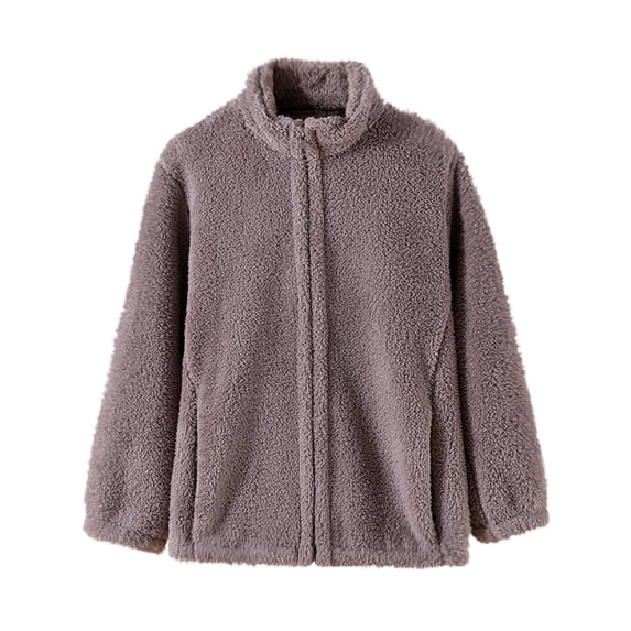 HAiming Fleece Jacket Coat Stand Collar Long Sleeve Fuzzy Winter Wram Soft Comfy Outwear Fall Trendy Clothes
