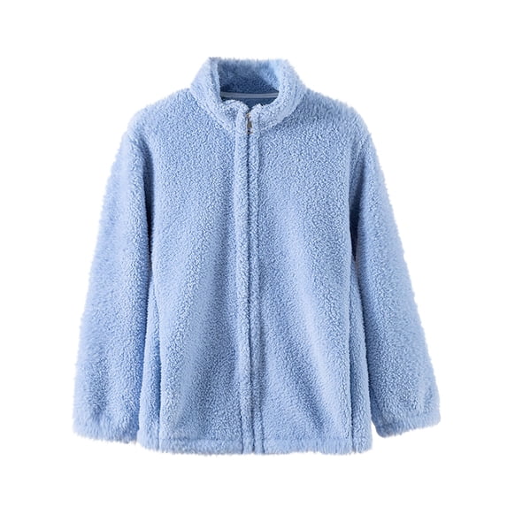 HAiming Fleece Jacket Coat Stand Collar Long Sleeve Fuzzy Winter Wram Soft Comfy Outwear Fall Trendy Clothes
