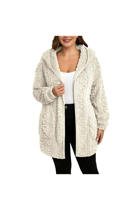 Fleece Jacket for Women Fuzzy Long Sleeve Zip up Hoodie Cardigan Coat Winter Warm Casual Trendy Warm Outwear