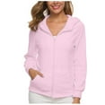 thumbnail image 1 of HAiming Fleece Jacket for Women Plus Size Solid Long Sleeve Zip up Hoodie Coat Winter Soft Warm Outwear with Pocket, 1 of 5