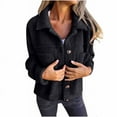 thumbnail image 1 of HAiming Fleece Jacket for Women Solid Button down Long Sleeve Lapel Coat Plus Size Loose Casual Outwear with Pockets, 1 of 6