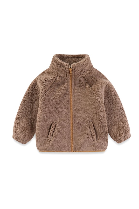 Fleece Jackets for Kids Long Sleeve Full Zip Warm Thermal Jackets Winter Vacation Workout Tops with Pockets
