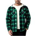 thumbnail image 1 of HAiming Fleece Lined Jacket for Men Plaid Button Drawstring Hooded Coats Long Sleeve Casual Warm Fashion Clothes, 1 of 4